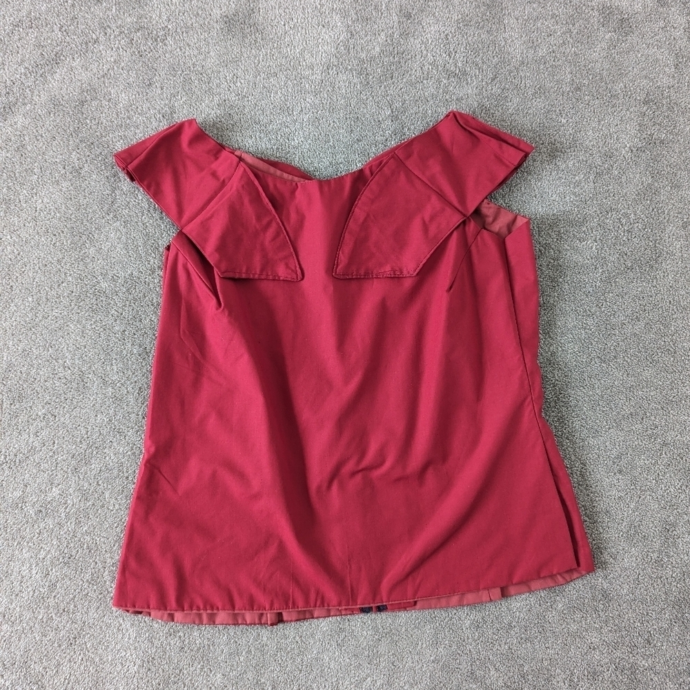 Contemporary Red Origami Collar Sleeveless Top Blouse - Women's Size Large